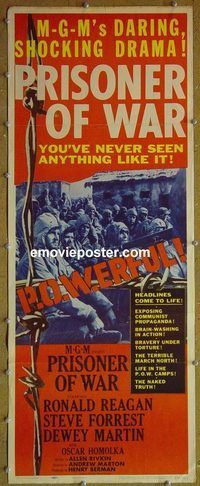 a730 PRISONER OF WAR insert movie poster '54 President Ronald Reagan!