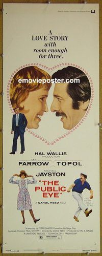 a734 PUBLIC EYE insert movie poster '72 Mia Farrow, Topol
