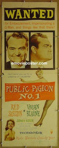 a735 PUBLIC PIGEON NO 1 insert movie poster '56 Red Skelton