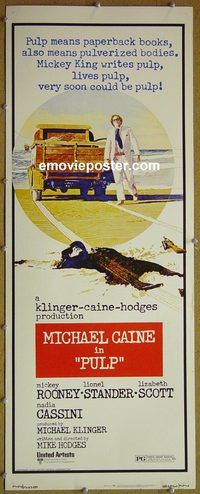 a736 PULP insert movie poster '72 Michael Caine, Mickey Rooney