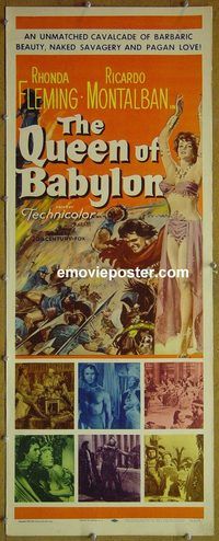 a740 QUEEN OF BABYLON insert movie poster '56 Fleming, Montalban