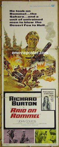 a747 RAID ON ROMMEL insert movie poster '71 Richard Burton