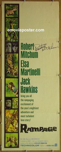 a751 RAMPAGE signed insert movie poster '63 Robert Mitchum