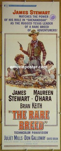 a752 RARE BREED insert movie poster '66 James Stewart, Maureen O'Hara
