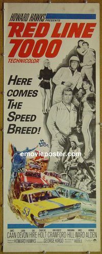 a754 RED LINE 7000 insert movie poster '65 car racing, James Caan