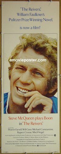 a758 REIVERS insert movie poster '70 Steve McQueen