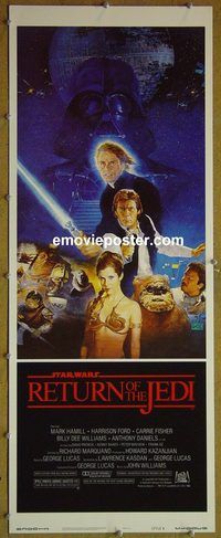 a761 RETURN OF THE JEDI style B insert movie poster '83 George Lucas