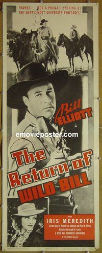 a762 RETURN OF WILD BILL insert movie poster R55 William Elliot