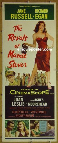 a763 REVOLT OF MAMIE STOVER insert movie poster '56 Jane Russell, Egan