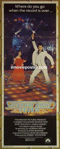 a794 SATURDAY NIGHT FEVER insert movie poster '77 John Travolta