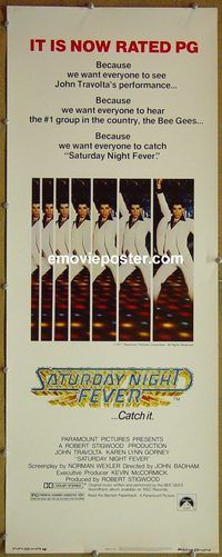 a795 SATURDAY NIGHT FEVER insert movie poster R1979 now rated PG!