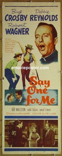 a797 SAY ONE FOR ME insert movie poster '59 Crosby, Reynolds