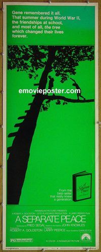 a804 SEPARATE PEACE insert movie poster '72 Heyl, Stevenson