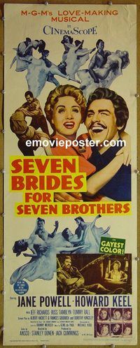 a809 SEVEN BRIDES FOR SEVEN BROTHERS insert movie poster R62 Powell
