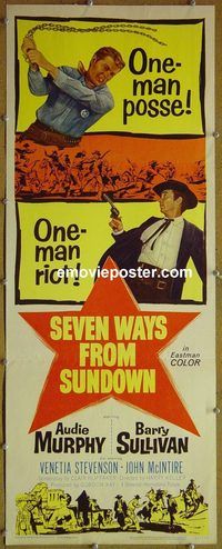 a813 SEVEN WAYS FROM SUNDOWN insert movie poster '60 Murphy, Sullivan