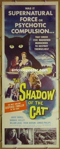 a818 SHADOW OF THE CAT insert movie poster '61 Barbara Shelley
