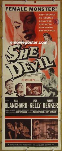 a825 SHE DEVIL insert movie poster '57 female monster!
