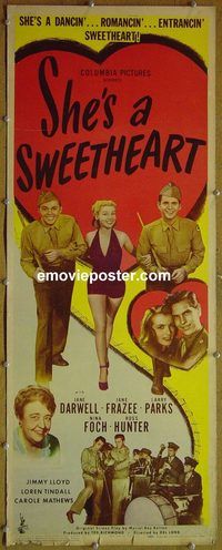 a828 SHE'S A SWEETHEART insert movie poster '44 Nice legs!