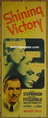 a833 SHINING VICTORY insert movie poster '41 Geraldine Fitzgerald