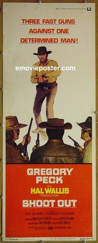 a835 SHOOT OUT insert movie poster '71 Gregory Peck