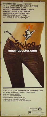 a843 SKIDOO insert movie poster '69 Otto Preminger, Jackie Gleason