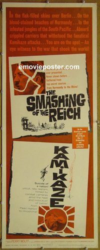 a848 SMASHING OF THE REICH/KAMIKAZE insert movie poster '62 WWII!