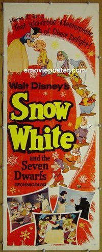 a852 SNOW WHITE & THE SEVEN DWARFS insert movie poster R58 Disney