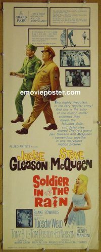 a854 SOLDIER IN THE RAIN insert movie poster '64 McQueen, Gleason