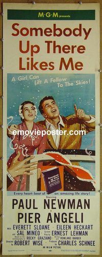 a856 SOMEBODY UP THERE LIKES ME insert movie poster '56 Paul Newman