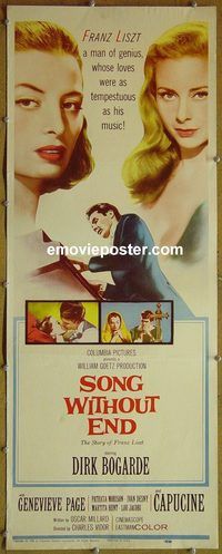a859 SONG WITHOUT END insert movie poster '60 Bogarde, Page