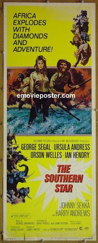a864 SOUTHERN STAR insert movie poster '69 Ursula Andress, Segal