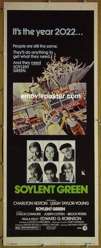 a865 SOYLENT GREEN insert movie poster '73 Charlton Heston
