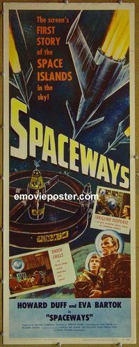a867 SPACEWAYS insert movie poster '53 Hammer, Howard Duff