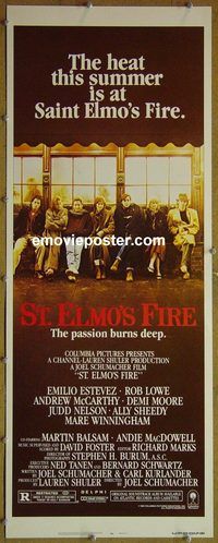 a877 ST ELMO'S FIRE insert movie poster '85 Rob Lowe, Demi Moore