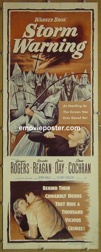 a892 STORM WARNING insert movie poster '51 Ginger Rogers, Ron Reagan