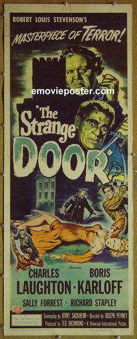 a893 STRANGE DOOR insert movie poster '51 Boris Karloff