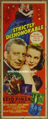a894 STRICTLY DISHONORABLE insert movie poster '51 Pinza, Leigh