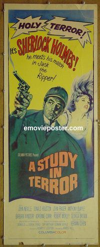 a897 STUDY IN TERROR insert movie poster '66 Sherlock Holmes