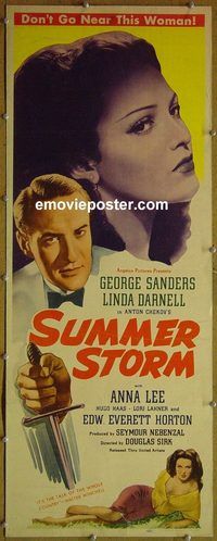a902 SUMMER STORM insert movie poster '44 Linda Darnell, Sanders