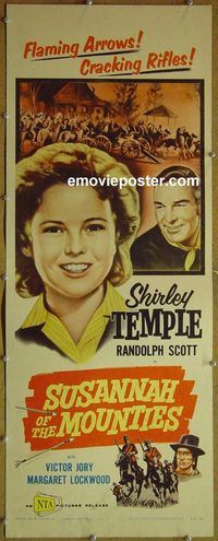a908 SUSANNAH OF THE MOUNTIES insert movie poster R58 Shirley Temple