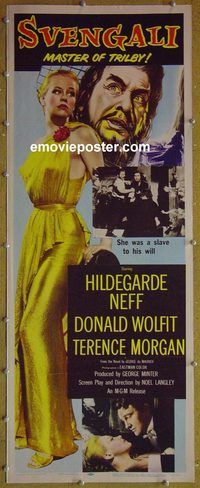 a909 SVENGALI insert movie poster '55 hypnosis, Neff, Wolfit