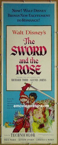 a914 SWORD & THE ROSE insert movie poster '53 Walt Disney