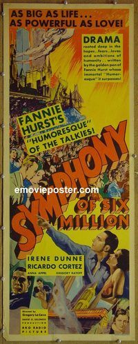 a917 SYMPHONY OF SIX MILLION insert movie poster '32 Cortez