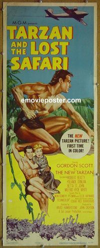 a926 TARZAN & THE LOST SAFARI insert movie poster '57 Gordon Scott