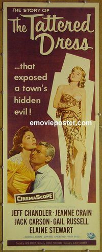 a935 TATTERED DRESS insert movie poster '57 Chandler, Jeanne Crain