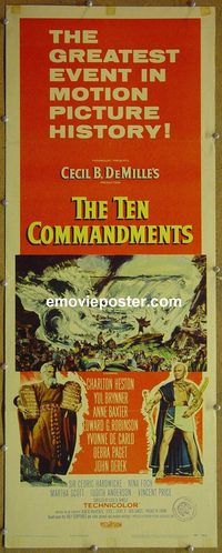a941 TEN COMMANDMENTS insert movie poster '56 Charlton Heston
