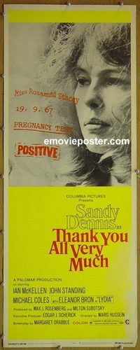 a945 THANK YOU ALL VERY MUCH insert movie poster '69 Sandy Dennis