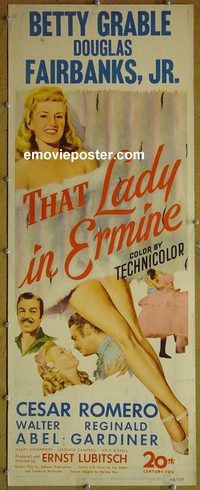 a946 THAT LADY IN ERMINE insert movie poster '48 Betty Grable