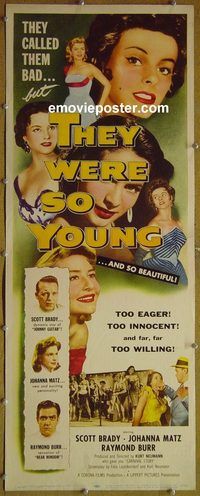 a951 THEY WERE SO YOUNG insert movie poster '55 bad teens!