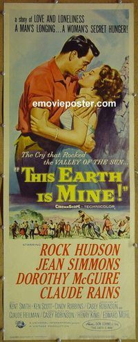 a957 THIS EARTH IS MINE insert movie poster '59 Rock Hudson
